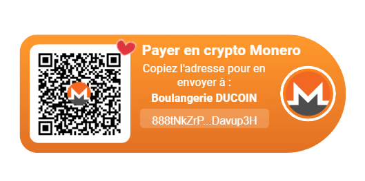 Exemple de bannière de paiement Monero générée pour un commerce fictif